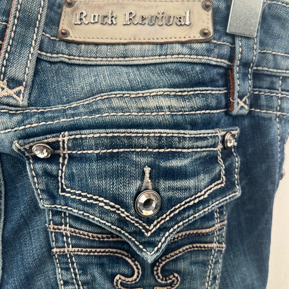 Rock Revival Blue Boot Cut Jeans with Decorative Stitching Size 29 Women’s - Picture 8 of 12